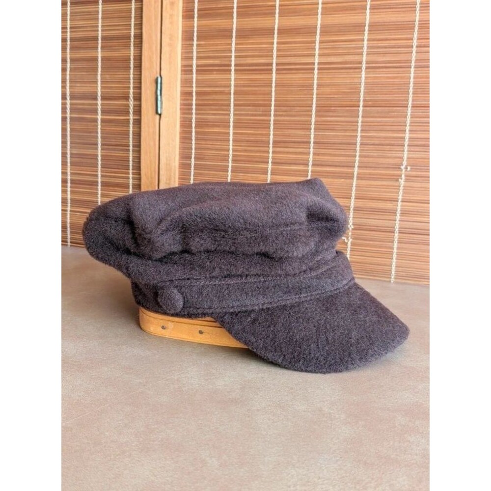 Vintage Talbots Y2K Dark Brown Felted Newsboy Cabbie Cap Hat Medium Size 7